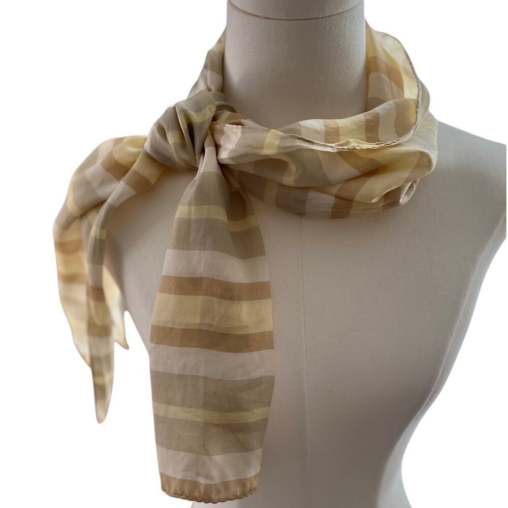 Liz Claiborne Anne Klein‎ Women Scarves Beige Tan Pink Silk Classic Old Money